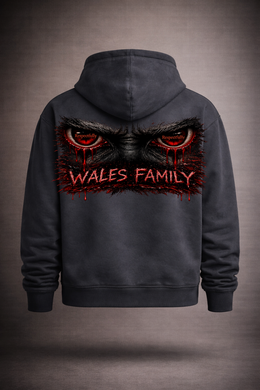Wales Family Zip Hoodie — Washed Black